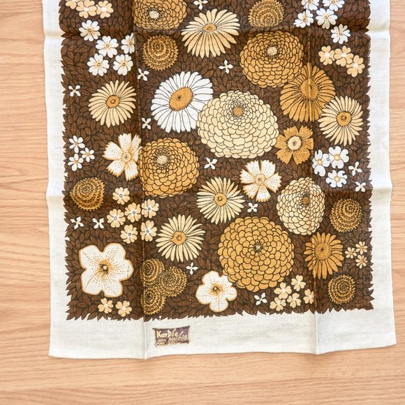 Kay Dee Design Hand Print Floral Linen Tea Towel, Made in USA, New Old Stock - Picture 3 of 4